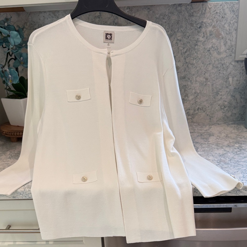 Anne Klein Cream Cardigan with Button Accents